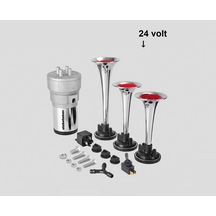 Seger 24 Volt, 82kh Kompresörlü Melodili 3 Krom Boru Korna