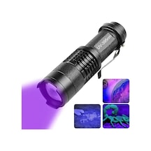 Schulzz Uv Profesyonel Zoomlu Flaş Led Mor Işık El Feneri 395 Nm Siyah