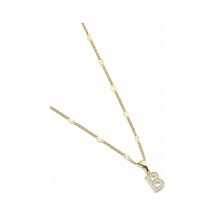 Xuping Gold Renkli, Zirkon Taşlı B Harfi Kolyesi - 45 Cm Anti-alerjik