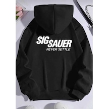 Hunors Sportswear & Company Sıg Sauger Baskılı Unisex Model Pamuklu Kapüşonlu Sweatshirt SIYAH