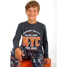 Vitmo Erkek Çocuk Uzun Kollu Pamuklu Pijama Takımı West Coast Antrasit