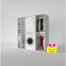 Kenzlife Çamaşır-kurutma Makinesi Dolabı Ve Giysi Dolabı Cevheri Sol Byz 180 170 60 + Tekli Duvar Rafı Hediye Beyaz