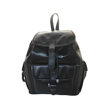 Mebes % 100 Hakiki Deri  Unisex Sırt Omuz Çantası Siyah  3Cep