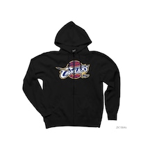 Cleveland Cavaliers Logo Siyah Fermuarlı Kapşonlu Sweatshirt