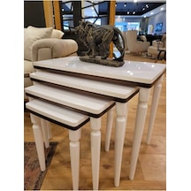 Akset 4lü Lüx Zigon Sehpa Beyaz Ceviz