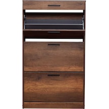 Flat Düşer Kapaklı Çekmeceli Ayakkabılık-Oslo Ceviz