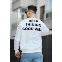 Oksit Trc 2719 Üç İplik Şardonlu Sırt Baskılı Bisiklet Yaka Oversize Erkek Sweatshirt 001