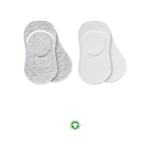 Bistyle 2'li Penye Babet Silikonlu Basic Çorap 30104 Gri Beyaz Beyaz - Gri