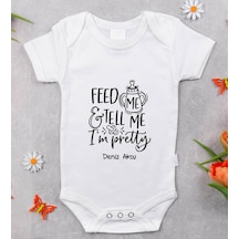 Bitmeyenkartus Bk Kids Isimli Im Pretty Tasarımlı Bebek Body Zıbın - Model 1 Beyaz