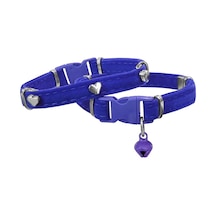 Markapet Kadife Kedi Boyun Tasması Kalpli 20-32 Cm Mavi