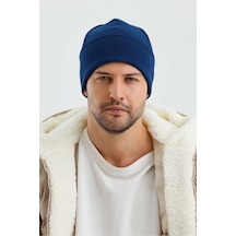 Erkek Termal %100 Pamuklu Soft Bere Hünkar Style Serisi 2 Farklı Görünüm Bir Arada - Standart / Açık Lacivert Açık Lacivert