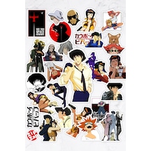 Cowboy Bebop Kovboy Bebop Anime Telefon Laptop Bullet Journal Sticker Paketi 26 Adet Çok Renkli