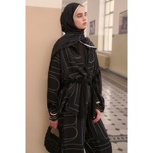 Carell Shine Geometrik Monogram Pantolonlu Takım Siyah Çok Renkli