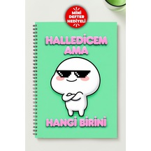 Halledecem Ama Temalı A5 Metal Spiralli Çizgisiz Karton Kapak Halledecem Ama Defter Çok Renkli