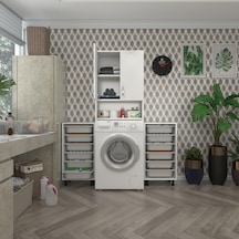 Kenzlife Çamaşır Makinesi Dolabı Sinemsepetduble Byz 06 Lı Banyo Arkalıksız Kurutma Bulaşık Çok Renkli