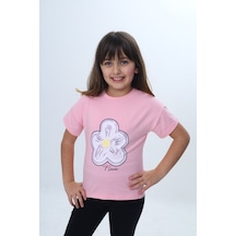 Toontoy Kids Toontoy Kız Çocuk Çiçek Flower Yazı Baskılı Tişört Pembe