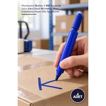 4 Adet Koli Kalemi Permanent Marker 3 Mm Yuvarlak Uçlu Alkol Bazlı Mürekkep Mavi Etiketleme Depo Ofis İşaretleme