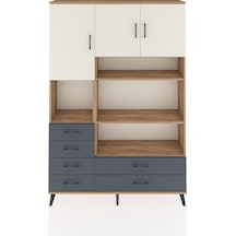 Arges Dolap 9 Raflı 6 Çekmeceli 3 Kapaklı 132x30x195 Çam-aytaşı/antrasit Aytası/antrasıt