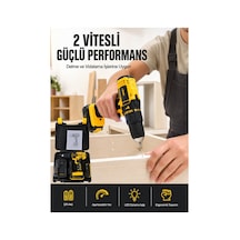 Metal Şanzıman Çift Akülü Bakır Sargı 24 Parça Led Aydınlatmalı Matkap Set - Aaaaaa5956-6