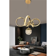 Kıvrım Tek Top Modern Oturma Ledli Avize Gold 3 Renk