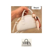 Names Bag Fularlı Mini El Ve Omuz Çantası Beyaz