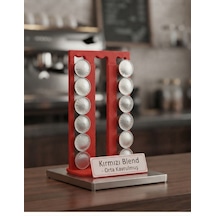 3d Tasarım Nespresso Uyumlu Kahve Kapsül Standı - Kafe Tipi Döner Ve Çubuklu Tutucu Kırmızı