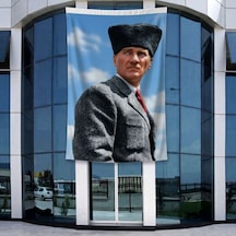 Kalpaklı Atatürk Portresi Poster Bayrak Raşel Kumal 4x6 Metre Ata81 Diğer