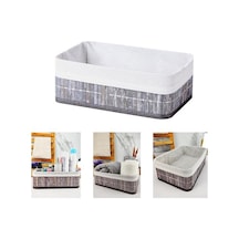 Deconox Bambu Çok Amaçlı Saklama Kutusu Düzenleyici Büyük Boy Organizer, Dekoratif Bambu Düzenleyici Gri 33x23x12cm