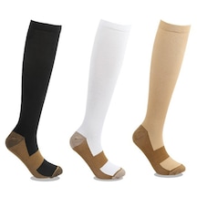Kkv-cc 3 Çift Maraton Açık Hava Spor Çorapları Futbol Çorapları Koşu Kompresyon Çorapları-siyah - Beyaz - Kahverengi