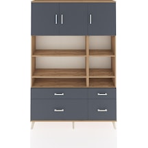 Arges Dolap 10 Raflı 4 Çekmeceli 3 Kapaklı 132x30x195 Çam-antrasit/antrasit Antrasıt/antrasıt