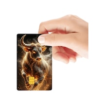 Boğa Burcu Temalı Parlak Kredi/banka Kart Kaplama Sticker Standart