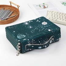 Maxaccess Kraliyet Mavi 203 Gözlü Çantalı Kalem Kutusu Deniz Mavi Gezegen Tasarım Ofis Sanat Depolama Lacivert