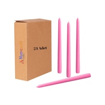 24 Lü Fuşya Konik Şamdan Mum Pembe