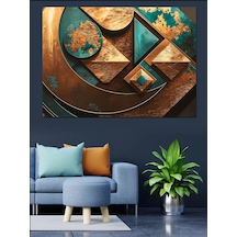 Metal Ve Geometrik Sanat Dekoratif Kanvas - Mdf Ahşap Tablo