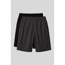 Standart Fit Chino 2li Paket Siyah-antrasit Erkek Şort - 81290 Siyah - Gri