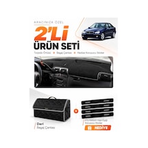 E-biz Mercedes W203 C-class 2000-2007 Uyumlu Torpido Örtüsü + Deri Çanta - Siyah-gri - Mb005