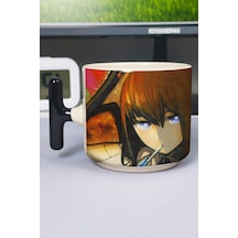 Steins Gate Anime Baskılı Seramik Lüks Kupa 1 Adet T Şeklinde Özel Siyah Kulp Dalga Kulp V3t Çok Renkli