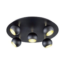 Rsylight Metal Modern 5 Li Yuvarlak Siyah Led Spot Avize Günışığı Ampullü Siyah