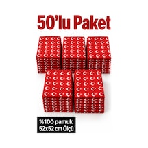 Herşeynota 50 Li Türk Bayrağı Desenli Kırmızı Fular 52x52 Cm %100 Pamuk Bandana Seti Çok Renkli 72251992