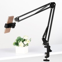 Akrobat Telefon Tablet Standı Masa Yatak Kenarı Ayarlanabilir Metal Çift Kol