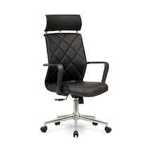 Sepya Yönetici Makam - Ofis Müdür - Büro - Çalışma Koltuğu Renk Krom Ayaklı Siyah