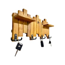 Ahşap Duvar Ve Kapı Askısı Elbise Anahtarlık Askılık Piyano Modeli 4 Askılı Meşe