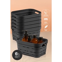 6'lı 3,8 Litre Delikli Saklama Kutusu Antrasit Antrasit