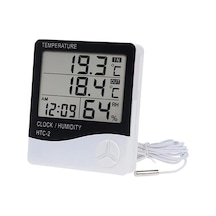 İç Ve Dış Ortam Sıcaklığını Ölçebilen Lcd Ekran Saat Göstergeli Alarmlı Nem Ölçer Termometre Bx40