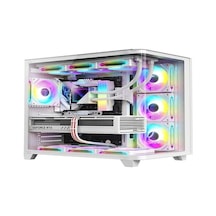 Ocean Curved Pro 750w 80+ Temperli Cam Atx Mid Tower Oyuncu Bilgisayar Kasası Beyaz