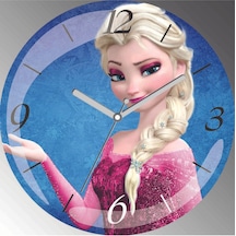 Frozen Elsa Çap 30cm Sessiz Akar Bombeli Gerçek Cam Duvar Saati Siyah