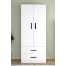 Point 2 Kapaklı 2 Çekmeceli Gardrop Beyaz