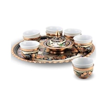 Gül Çiçek Bakır Mırra Kahve Takımı