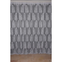 Büyük Damaks Gri Dikilmiş Pileli Fon Perde 300x260 Cm