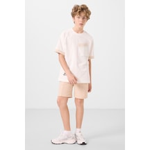 Tommylife Bej Pamuklu Yumuşak Dokulu Standart Fit Basic Erkek Çocuk Şort - 11289 Bej